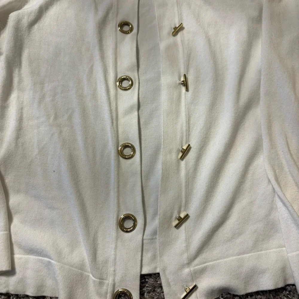 Calvin Klein White Cardigan with Gold Buttons - Picture 2 of 4